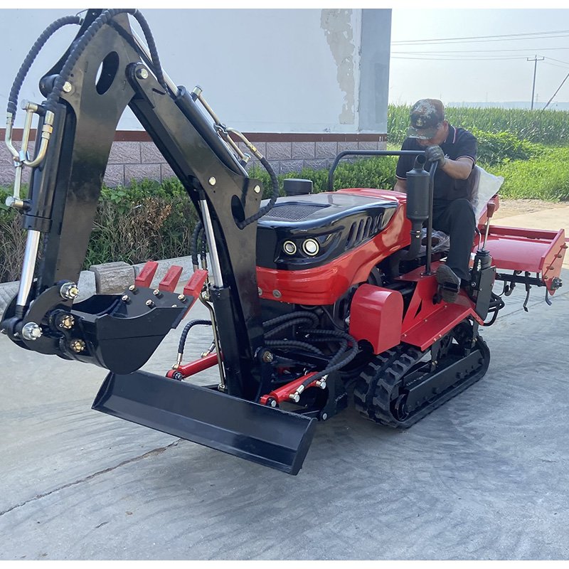 Agricultural Diesel Engine 35 Horsepower Small Four Wheel Sitting Drive Crawler Tractor with Rotary Tiller