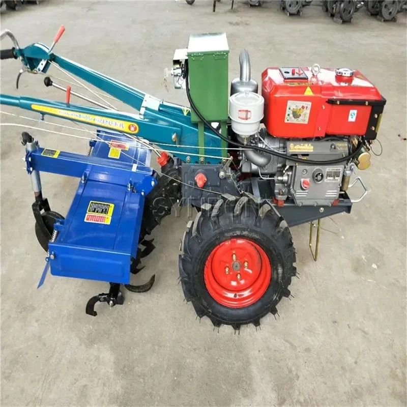 New 15HP Diesel Cultivator Cultivating Tractor Combiner Power Tiller Two Wheel Mini Walking Hand Tractor for Farm Work