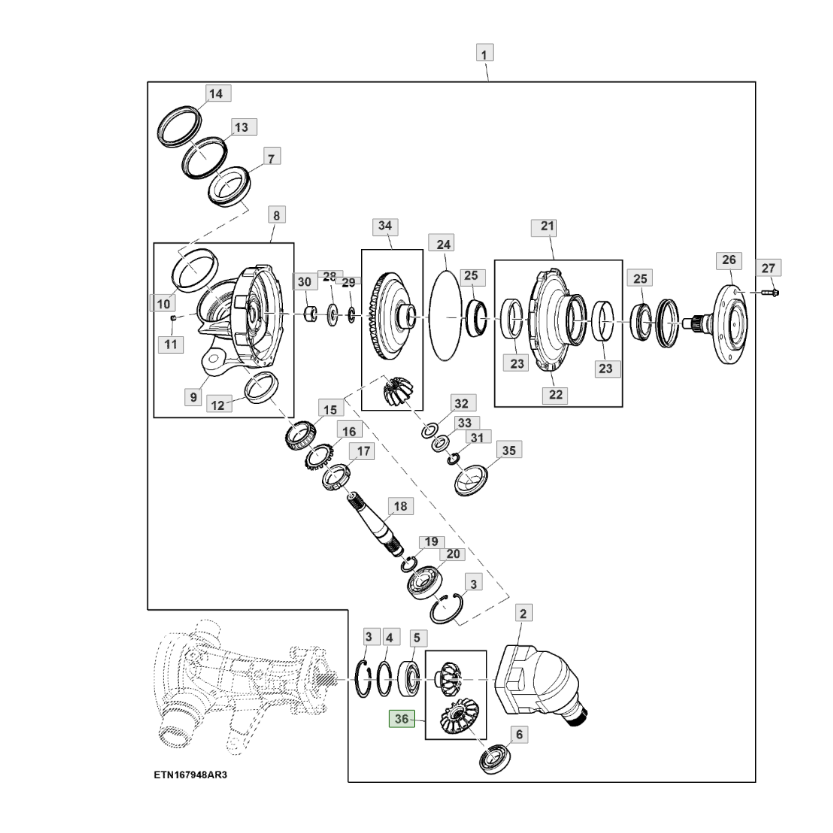 Part for JD JohnDeere Tractor, Gear Set of 2 Pieces Part Number LVU30598