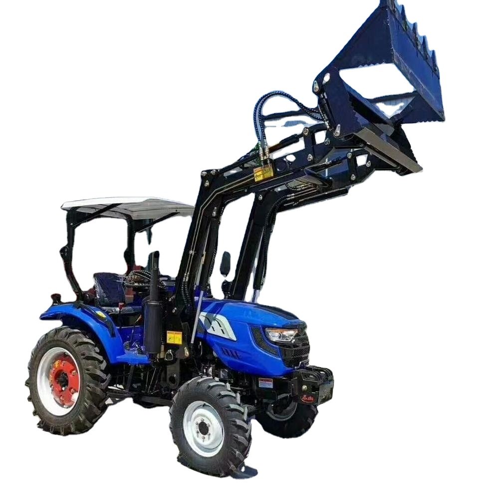4WD 60hp Agriculture Disc Lawn Mower Farm Orchard Tractor Front 4 in 1 Bucket Backhoe Loader
