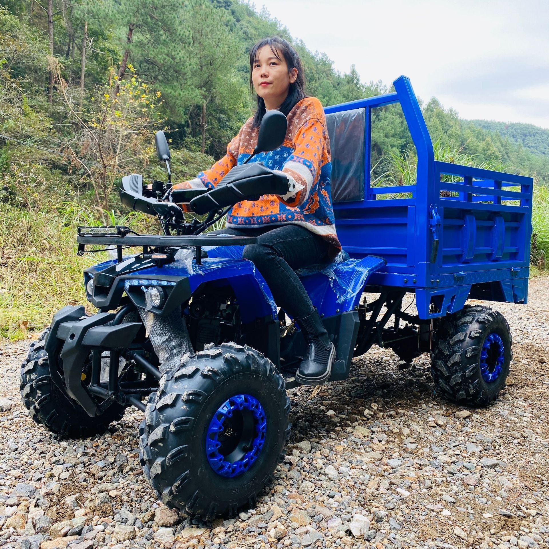 Electric Adult Atv 150cc 4x4 Farm Quad Farmer Vehicle Bike Agricultural Car Tractor with Cargo Box