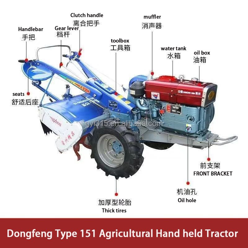 Hot Sale Farm Equipment Mini Tractors 22hp Agricultural Walking Tractor 2 Wheel Tractors With Disc Plough Machine for Farm
