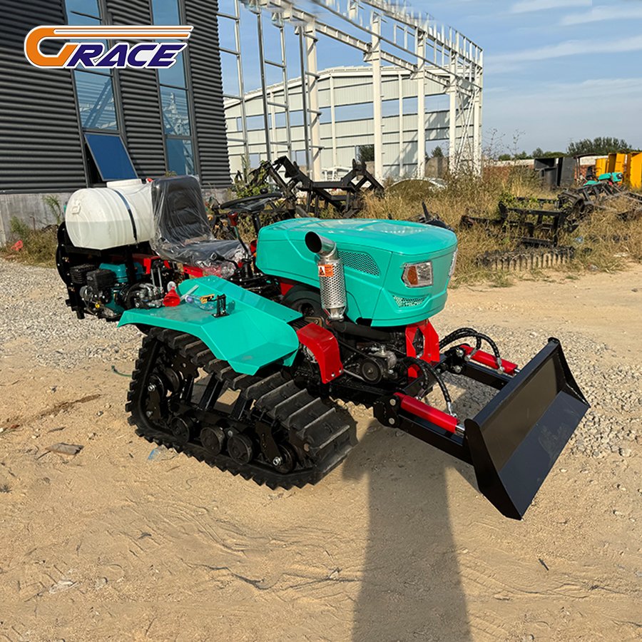 Plough Machine 4 Wheel Drive Garden Tiller Agriculture Cultivator Mini Tractor Crawler Cultivator