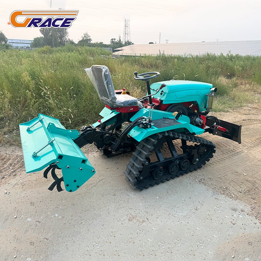 Plough Machine 4 Wheel Drive Garden Tiller Agriculture Cultivator Mini Tractor Crawler Cultivator