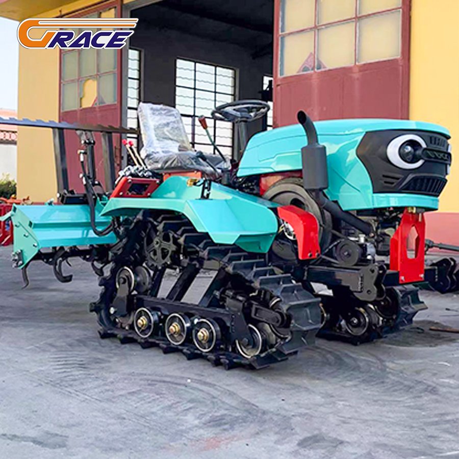 Plough Machine 4 Wheel Drive Garden Tiller Agriculture Cultivator Mini Tractor Crawler Cultivator
