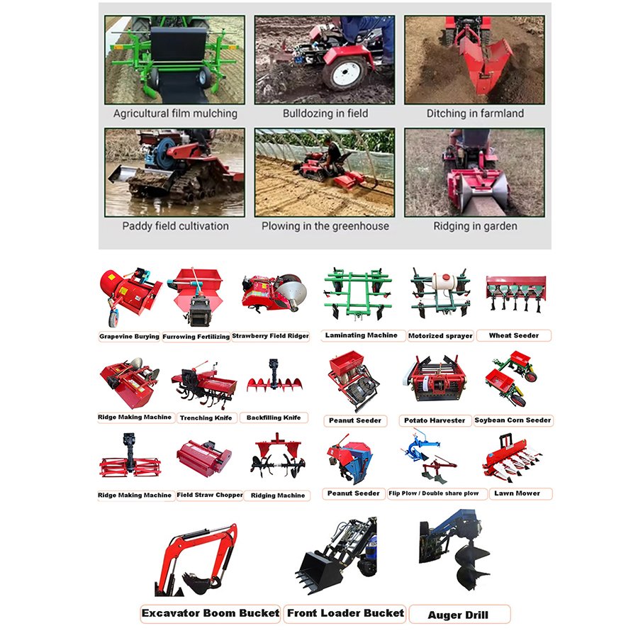 Plough Machine 4 Wheel Drive Garden Tiller Agriculture Cultivator Mini Tractor Crawler Cultivator