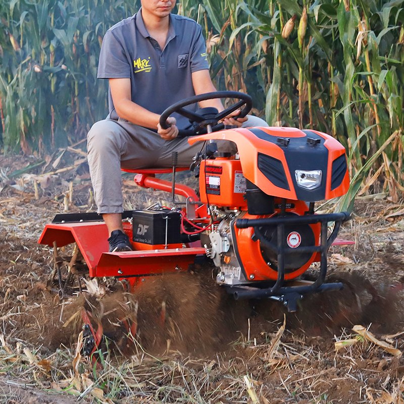 Diesel Engine Four-Wheel Small Cultivator Tractor Rotary Weeding Furrow With Gear for Garden Care