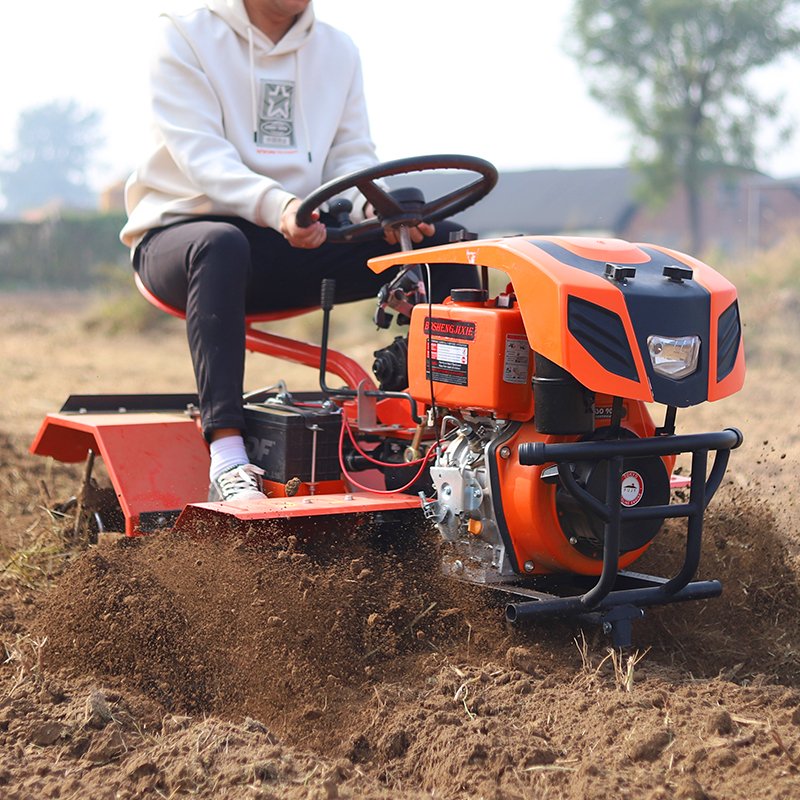 Diesel Engine Four-Wheel Small Cultivator Tractor Rotary Weeding Furrow With Gear for Garden Care