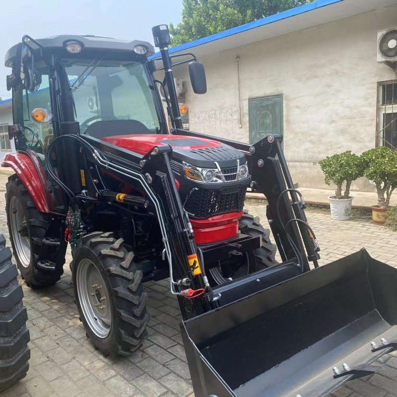 70hp 4wd 4 Wheel Farm Tractor with Front End Loader and Backhoe with 4 Cylinder Engine