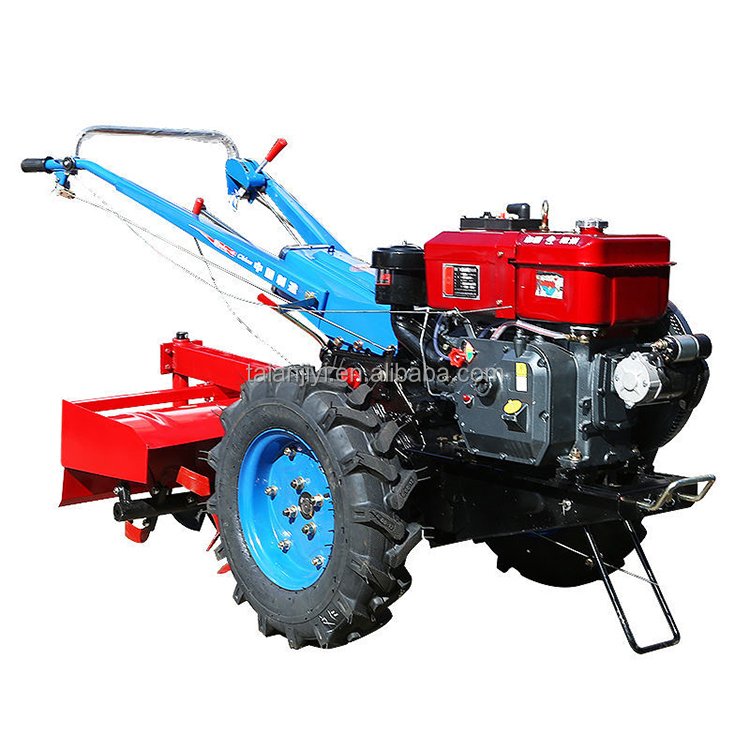2024 New Style Mini Tilling Rotary Tiller Machines High Efficiency Diesel Engines 2WD Wheel Hot Sale Walking Tractor Gearbox