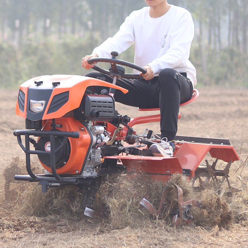 18HP Diesel Four-Wheel Drive Tractor Rotary Tiller Plow Farm Equipment Durable Gear Rotation Small Agricultural