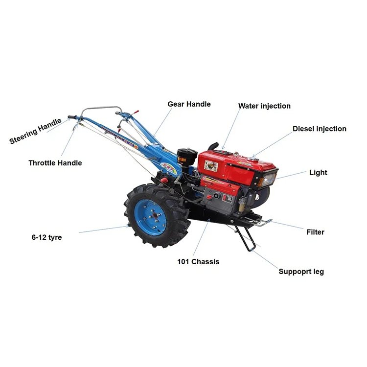 The Best Agricultural Machinery Diesel Cultivator Motocultor Two Wheel Gasoline Power Mini Tiller 18 Hp Walking Tractor