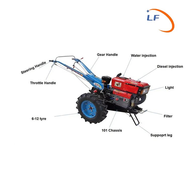 12hp 15hp 18hp diesel Engine Power Tiller Motocultor Cultivator Two Wheel Walking Tractor Walk Behind Tractor to Zimbabwe