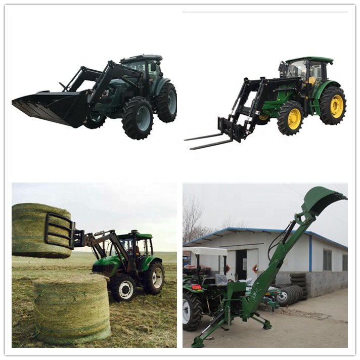 70hp 4wd Agriculture Wheel Farm Tractor with Front End Loader Backhoe Digger Shovel Mini Traktor Used for Sale
