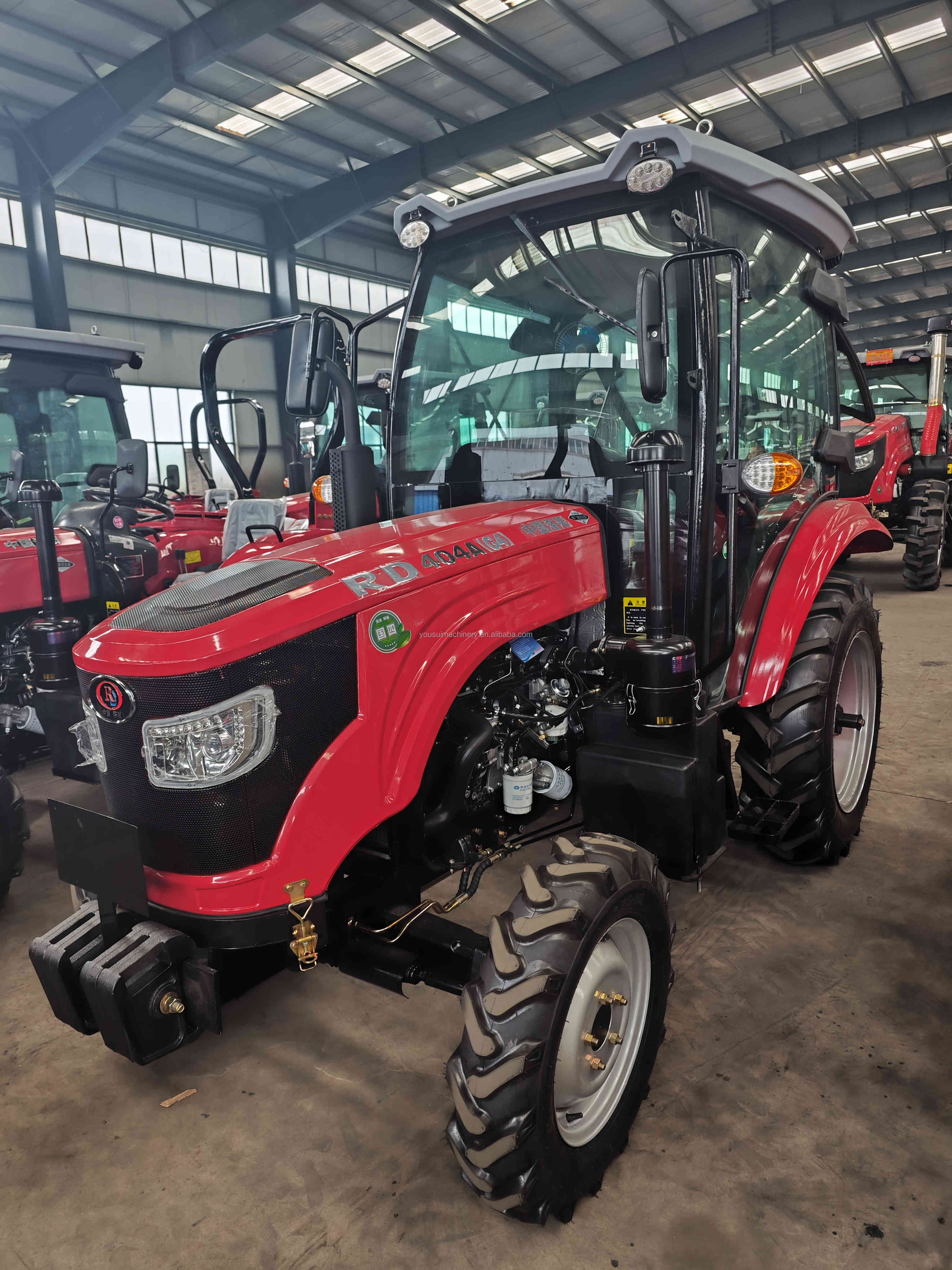 Farm Tractor with the Power of 60 hp in Red Color
