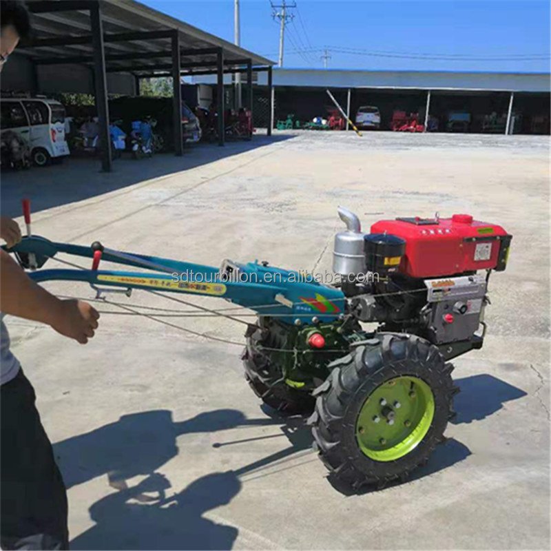 High Quality diesel Engine 12hp Power Tiller 2 Wheels Walking Tractor Mini Farm Tractor with Plough