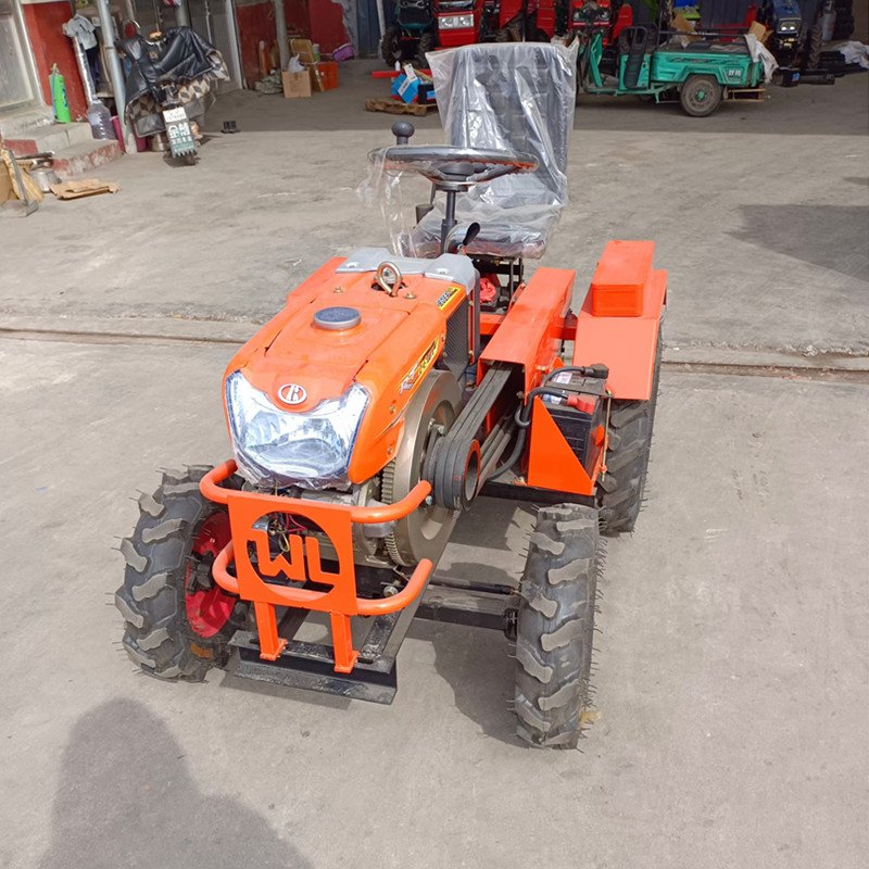 12hp Electric Start Micro Tractor Mini Four Wheel Power Tiller Cultivator with Ridger Plow
