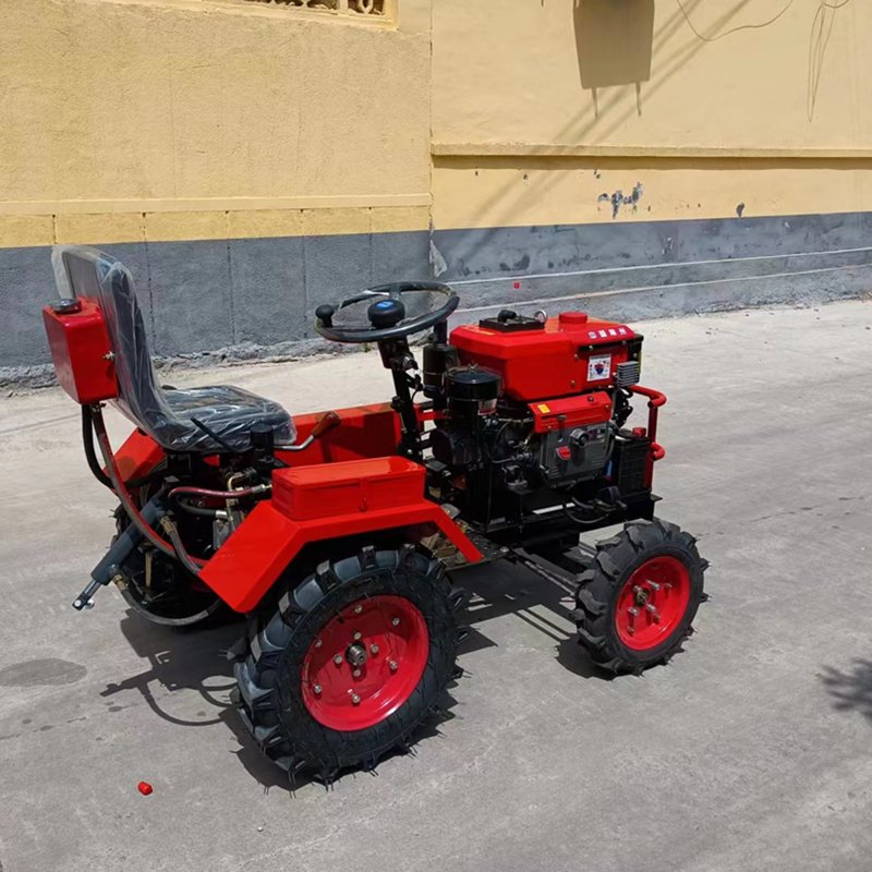 12hp Electric Start Micro Tractor Mini Four Wheel Power Tiller Cultivator with Ridger Plow