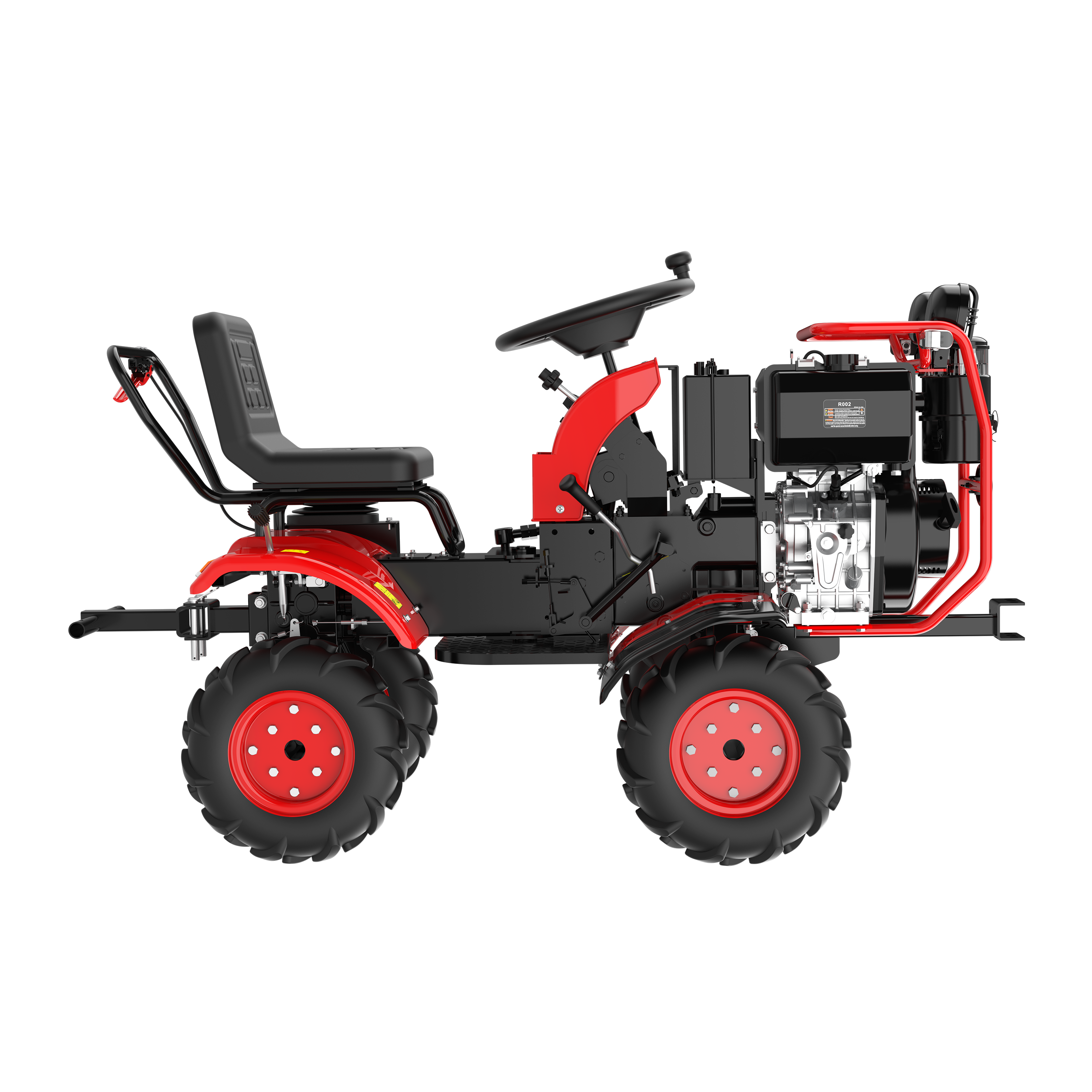 Hwasdan Hot Sale Mini 11HP 13HP Tracktors 4x4 AA Wheels Tractor Multifunctional Tractor Engine Red, Farm Tractor