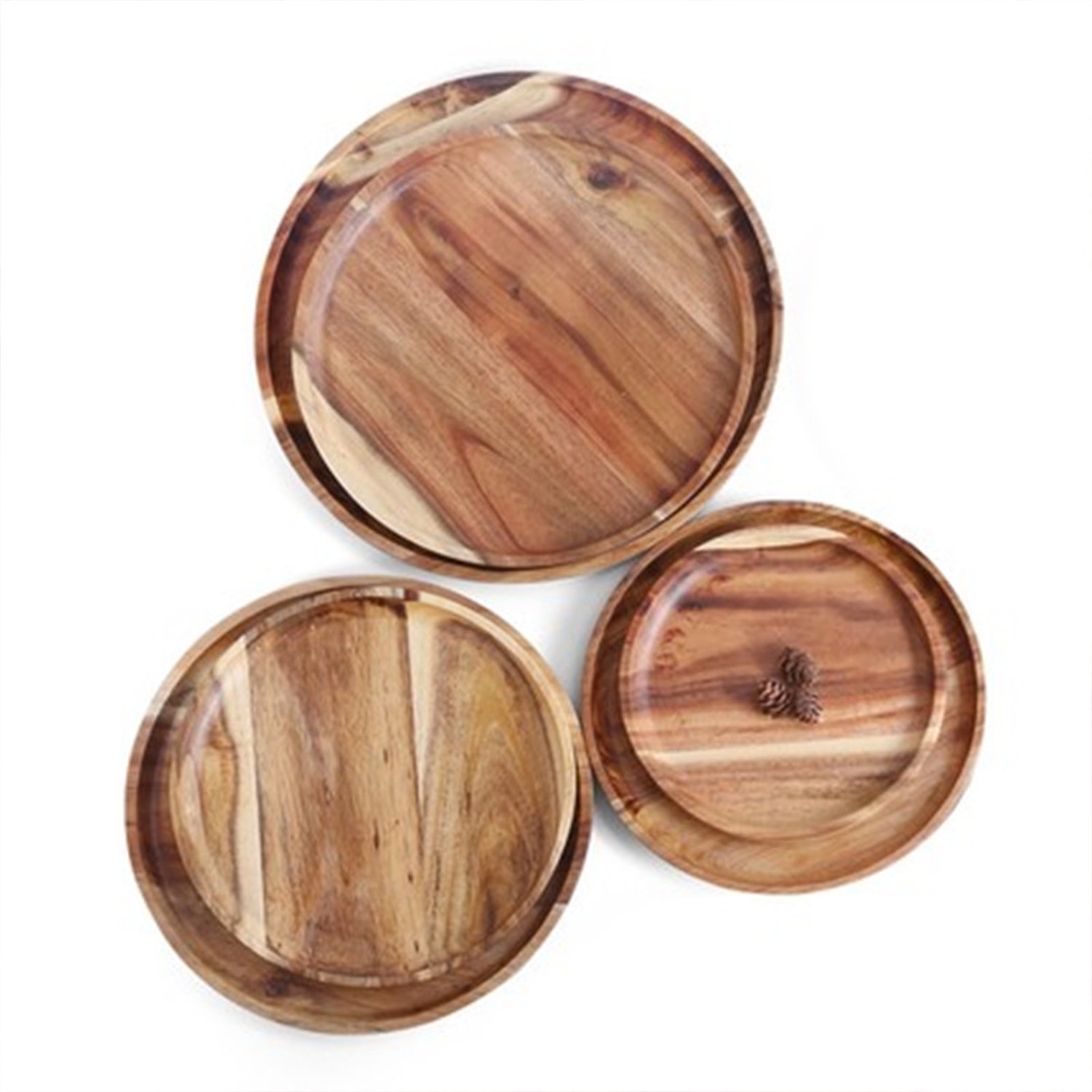 Wholesalecustom logo Kitchen Round Oval square Octagon Rubber Wood Teak Walnut mango Bamboo Acacia Wood Plates Set for Food