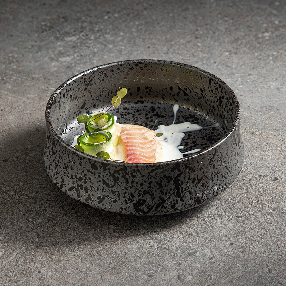 2025 Matte Black Porcelain Assiettes Dinnerware Japanese Speckle Plates Set Dishes for Restaurant Hotel Bowl Ceramic Tableware