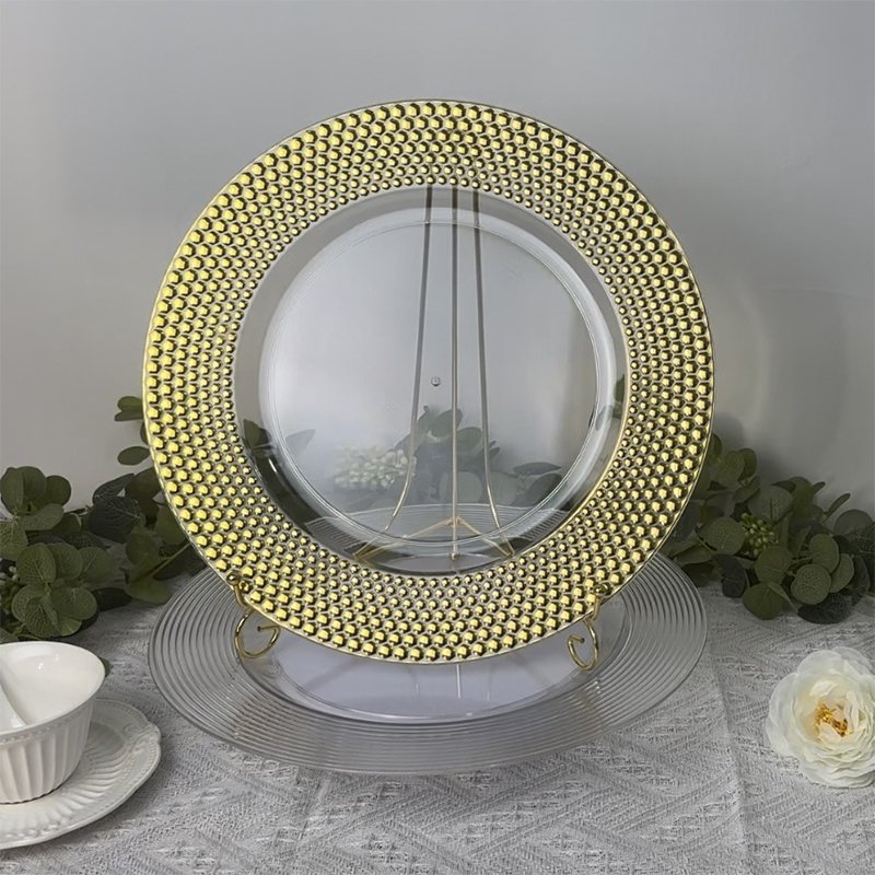 Wholesale Gold Plastic Charger Plates Wedding Gold Decorative Plates for Promotion