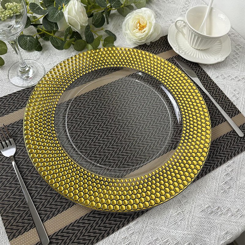 Wholesale Gold Plastic Charger Plates Wedding Gold Decorative Plates for Promotion