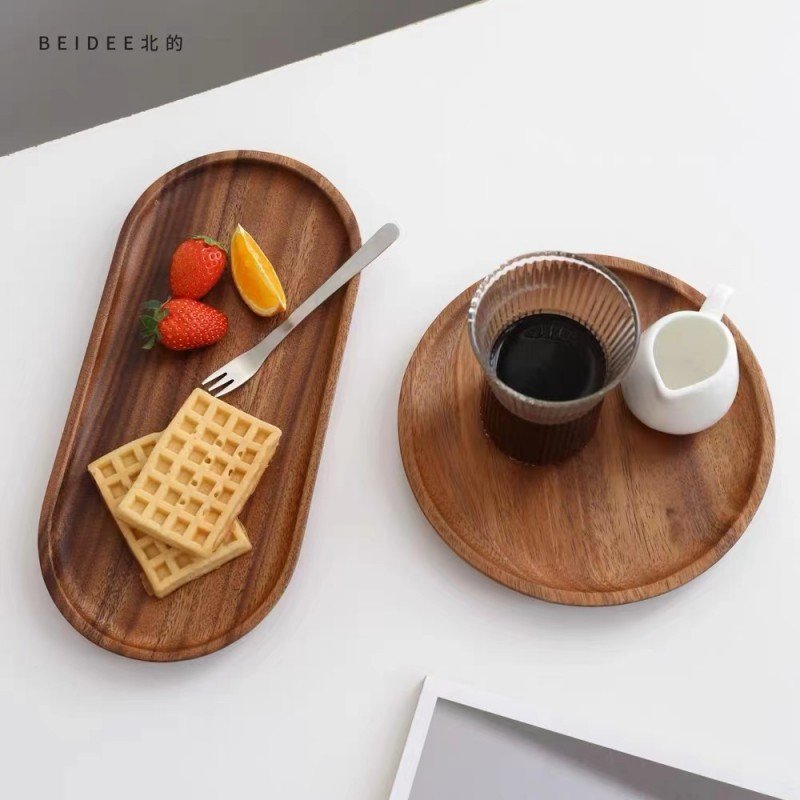 Customized Acacia Wood Tray Rectangle Dinner Plates Food Kitchen Hotel Restaurant Featuring Dessert Dishes Sushi Bread Serves