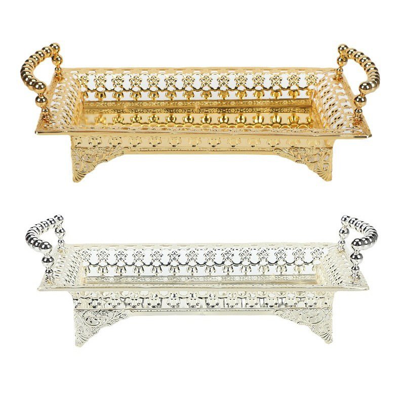 Nordic Luxury Metal Ornaments Tea Table Fruit Creative Tray Home Hotel Wedding Zinc Alloy Dining Plate