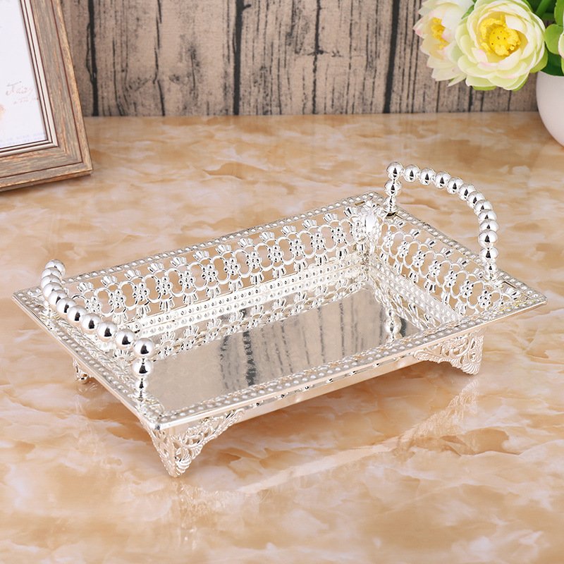 Nordic Luxury Metal Ornaments Tea Table Fruit Creative Tray Home Hotel Wedding Zinc Alloy Dining Plate