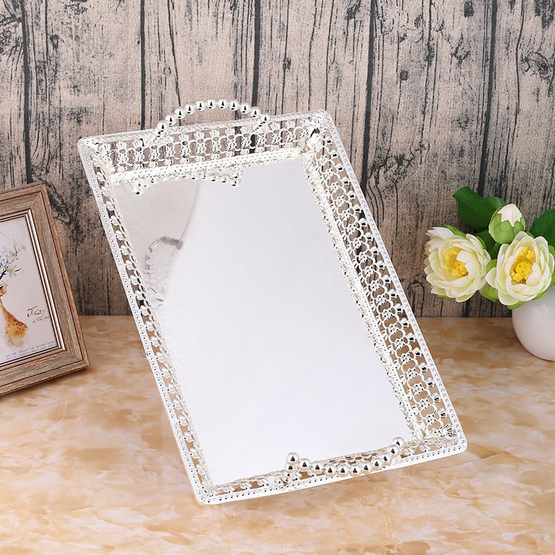Nordic Luxury Metal Ornaments Tea Table Fruit Creative Tray Home Hotel Wedding Zinc Alloy Dining Plate