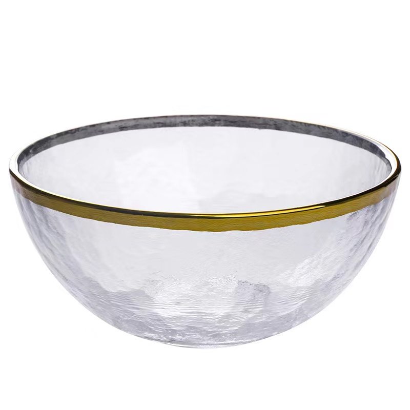 Hot Sale 12inch Gold Rim Glass Charger Plate Hammer Pattern Glass Serving Plate for Wedding 10inch 8inch 6inch
