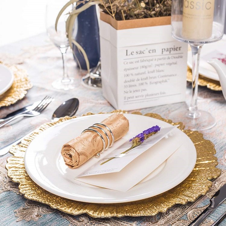 Most Popular Wedding Dinnerware Gold Reef Plate Chargers Plastic Dinner Plates Vintage Charger Plate