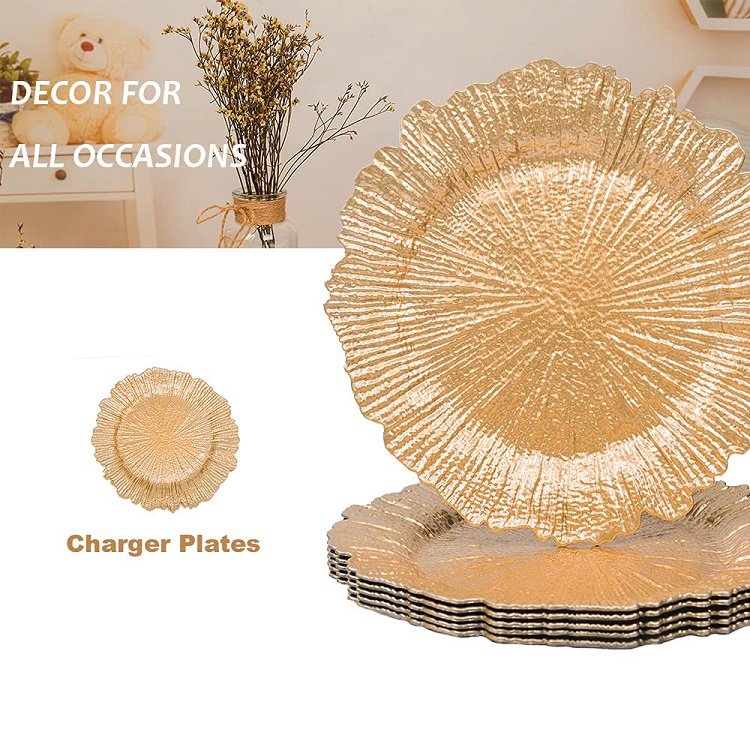 Most Popular Wedding Dinnerware Gold Reef Plate Chargers Plastic Dinner Plates Vintage Charger Plate
