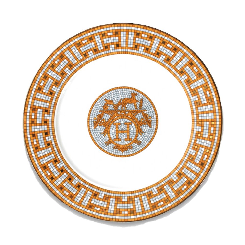 JACOTTA Glam Hotel Restaurant Porcelain Tableware Gold Plate Ceramic Dinner Luxury Serving Dishes