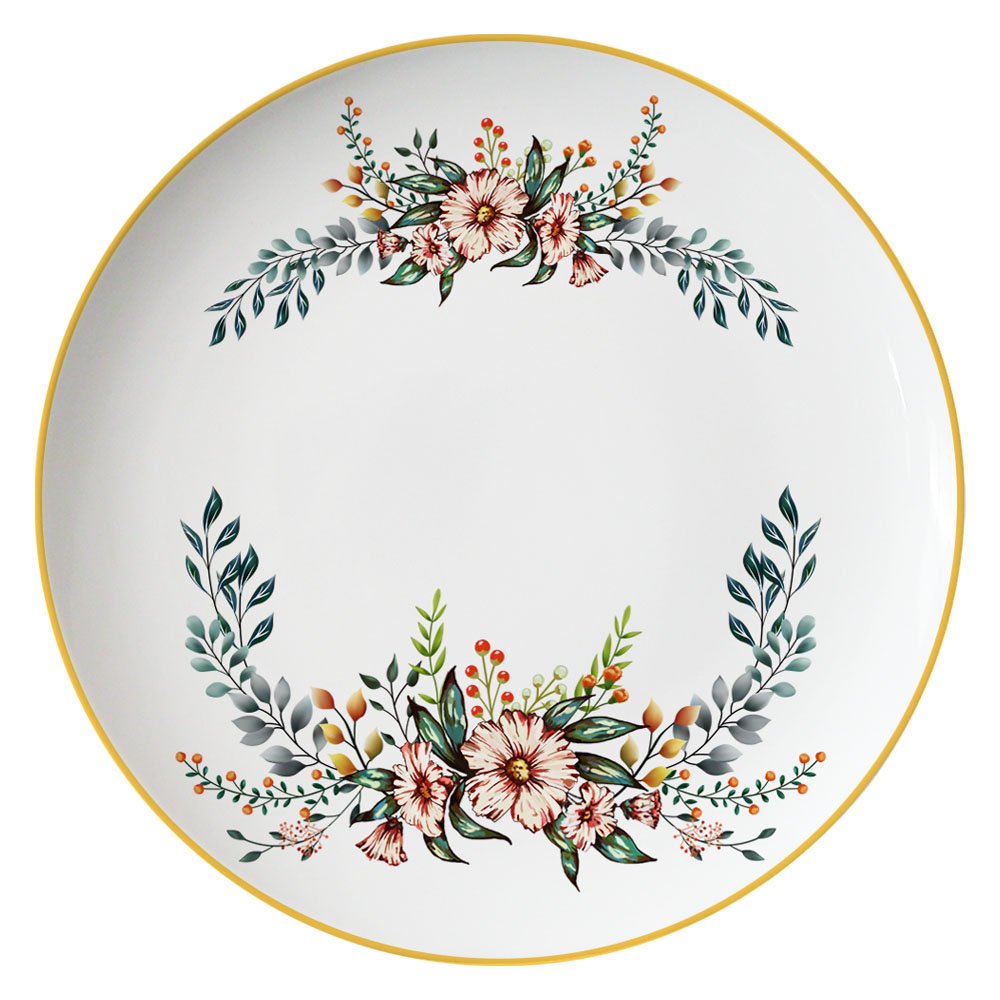 New Arrival Bone China Flower Design Underplates Ceramic Wedding Charger Plates with Gold Rim