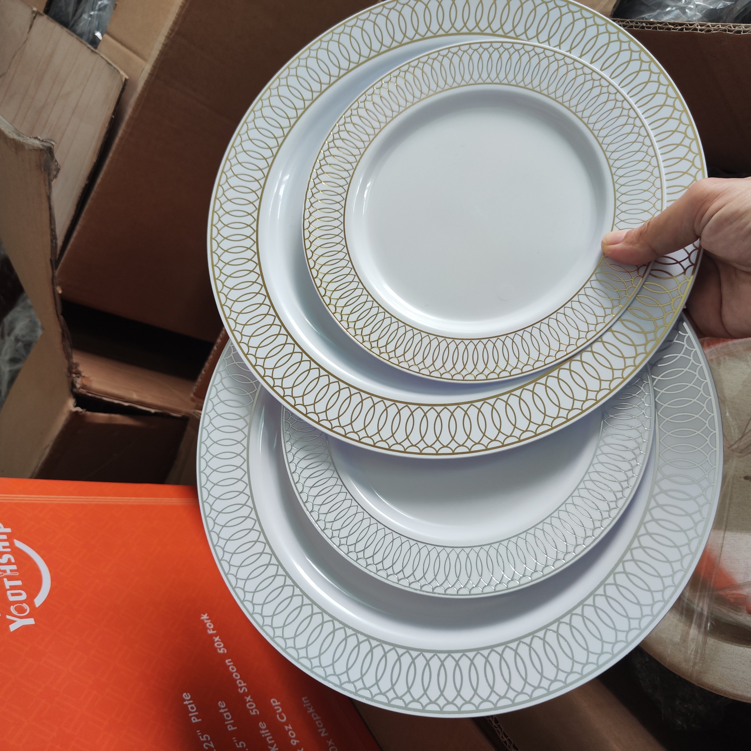Hot Selling 700pcs Charge Plates Dinnerware Sets Cutlery For100 Guests Disposable Dishes & Plates Wedding Decoration & Supplies