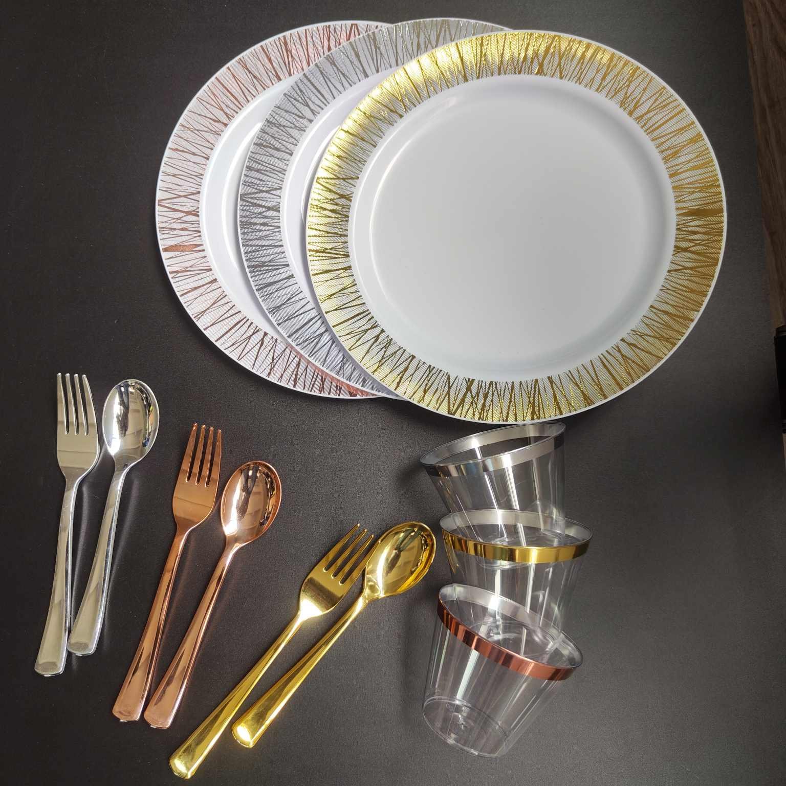 Hot Selling 700pcs Charge Plates Dinnerware Sets Cutlery For100 Guests Disposable Dishes & Plates Wedding Decoration & Supplies