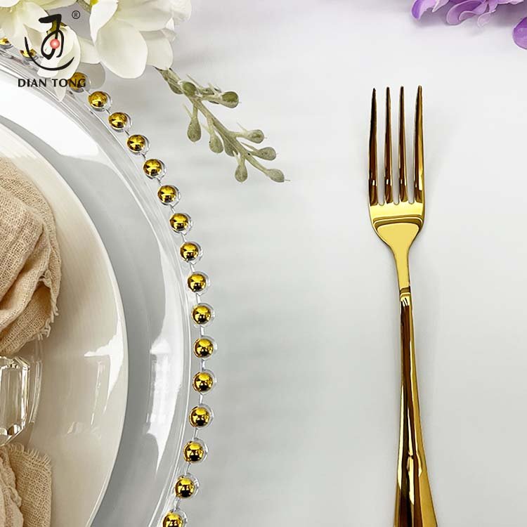 33cm 13 Inch Bulk Decor Parties Restaurant Clear Plastic Pink White Silver Gold Beaded Charger Plates for Wedding Wholesale