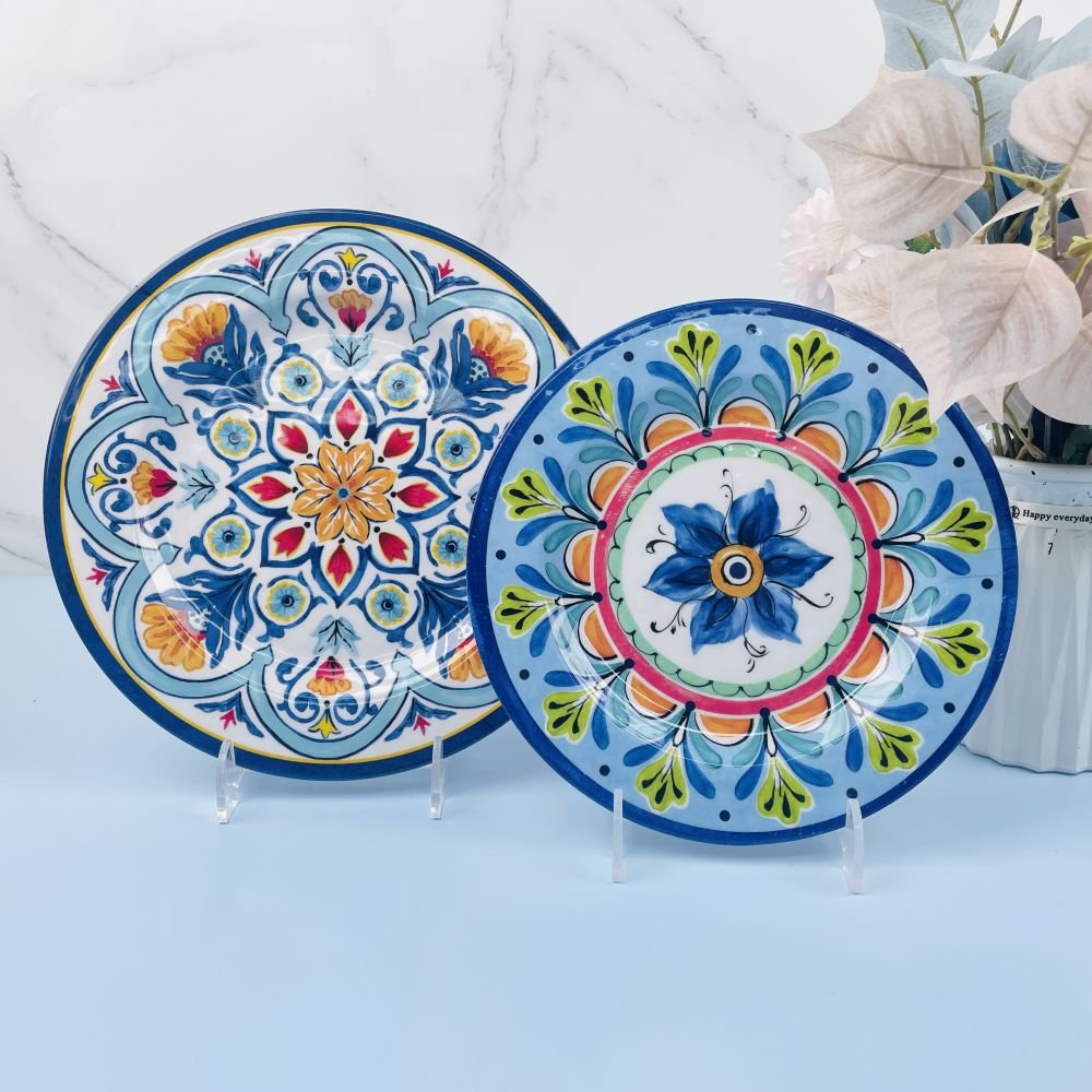 Custom Melamine Dinnerware Manufacturer Unbreakable Decal Dish Reusable Plastic Dinner Melamine Plate