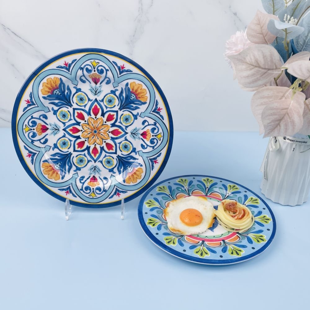Custom Melamine Dinnerware Manufacturer Unbreakable Decal Dish Reusable Plastic Dinner Melamine Plate