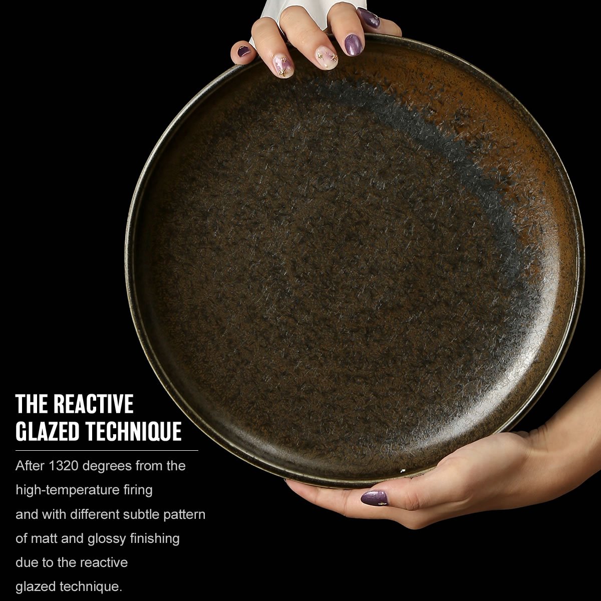 Factory Direct Wholesale Hotel Ceramic Black Round Dish Dinner Steak Plate,ecofriendly Porcelain Restaurant Plates