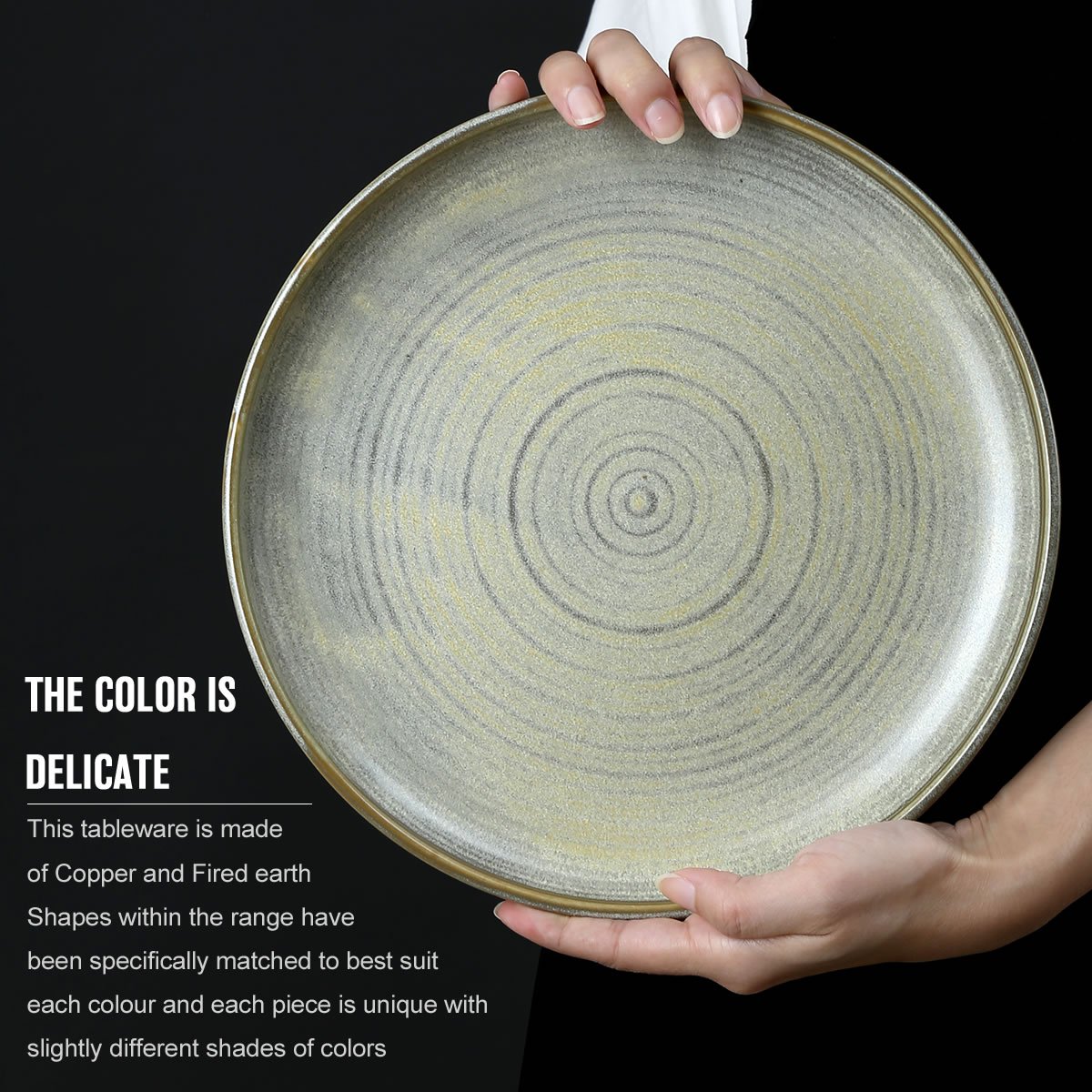 Factory Direct Wholesale Hotel Ceramic Black Round Dish Dinner Steak Plate,ecofriendly Porcelain Restaurant Plates