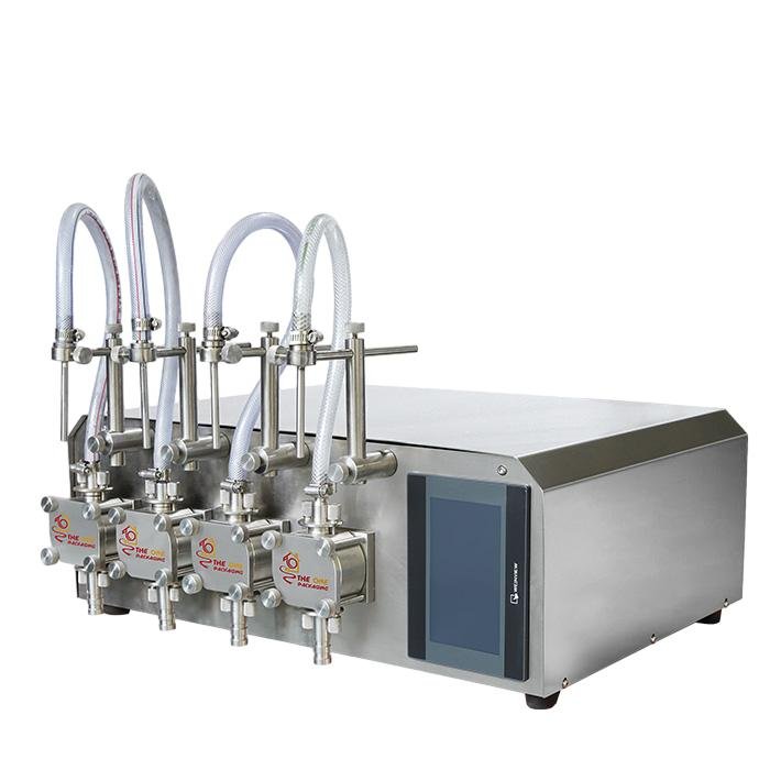 The One Packaging High Quality 4 Nozzles Four Heads Gear Pump Servo Motor Control Liquid Filling Machine TODF-400 for Chemicals