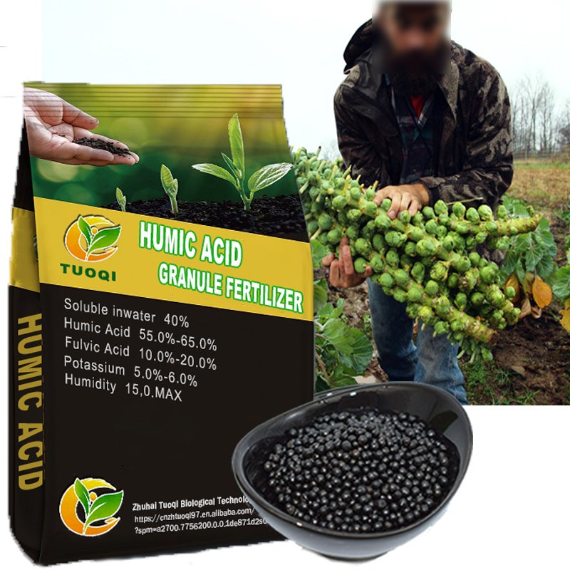 Custom Agricultural Organic Fertilizer Pellets Plant-Sourced Humic Acid + Fulvic Acid Granular Humate Soil Application Quick