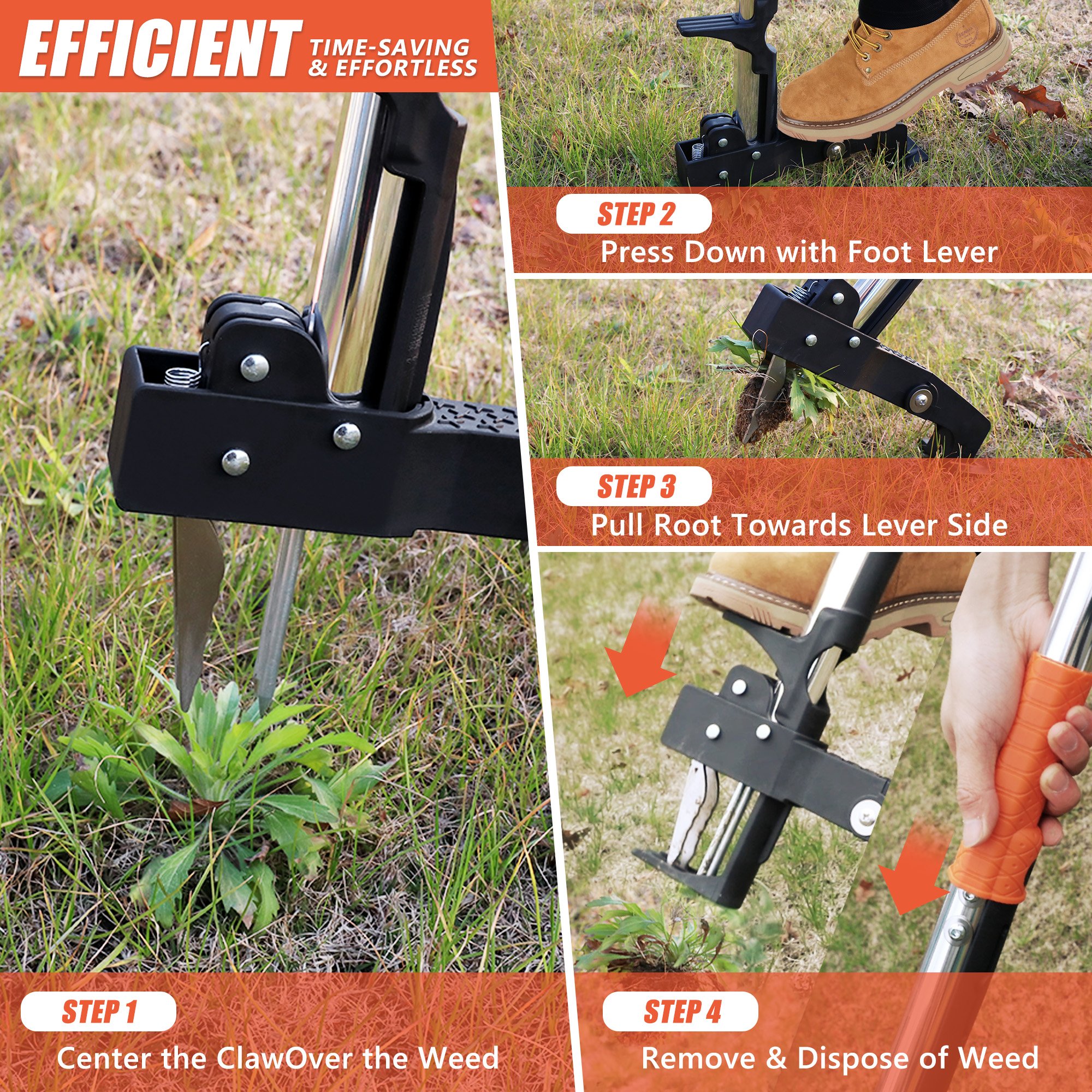 Weed Puller Tool Weed Puller Tool Stand Up Heavy Duty,Long Handle Weeders with 3 Claw Steel Head Design,Weeder Root