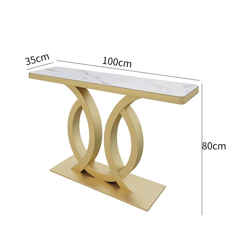 Luxury Modern Half Moon Console Rectangular Entryway Tables With Stainless Steel Feet