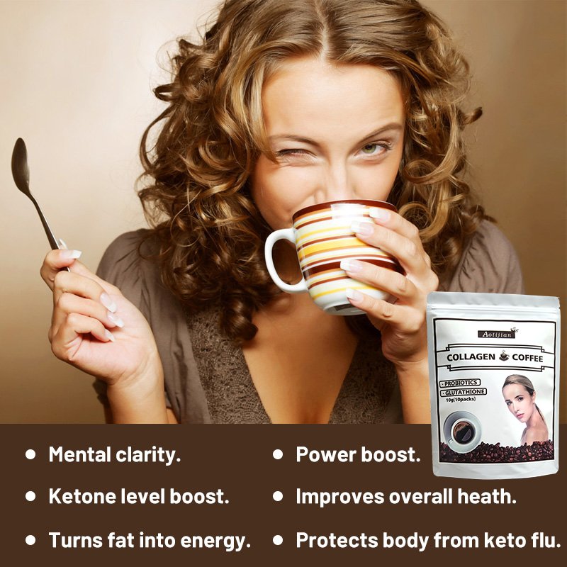 Skin whitening Collagen Coffee Private Label beauty coffee with collagen vitamin C biotin Smoother hair