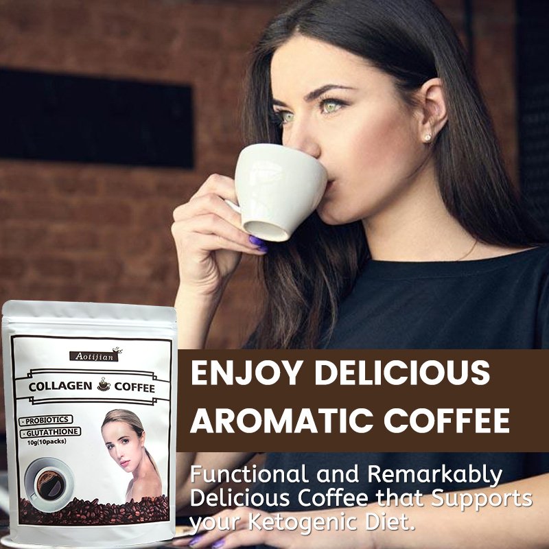 Skin whitening Collagen Coffee Private Label beauty coffee with collagen vitamin C biotin Smoother hair