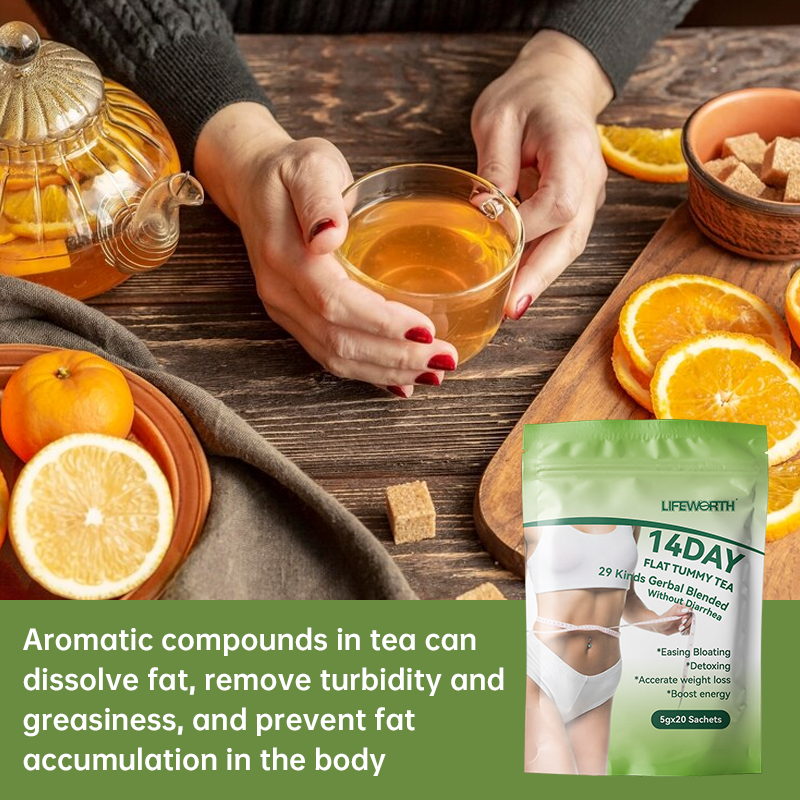 Lifeworth Magic Chinese weight lose detox Lemon Beauty Slimming Tea Lotus Leaf For Flat Belly Tea 14 Days Flat Tummy Tea